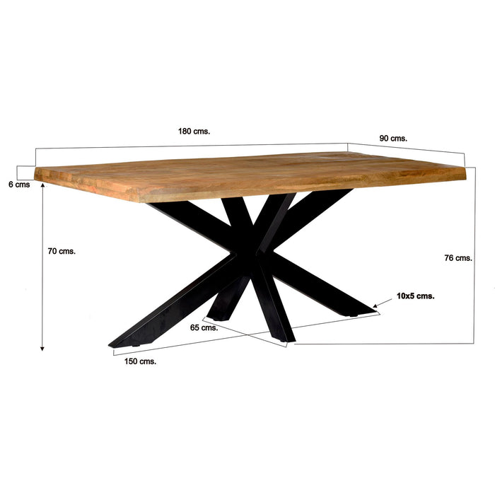 Eettafel Brix Eettafel Mangohout Naturel hout 180x90 cm 11980-Eettafels-Livingfurn