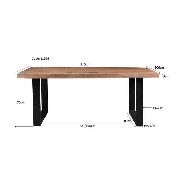 Eettafel Brix Eettafel Mangohout Naturel hout 240x100 cm 11996-Eettafels-Livingfurn
