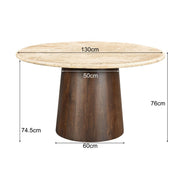 Eettafel Brix Valentino Mangohout Beige 130 cm-Eettafels-Livingfurn