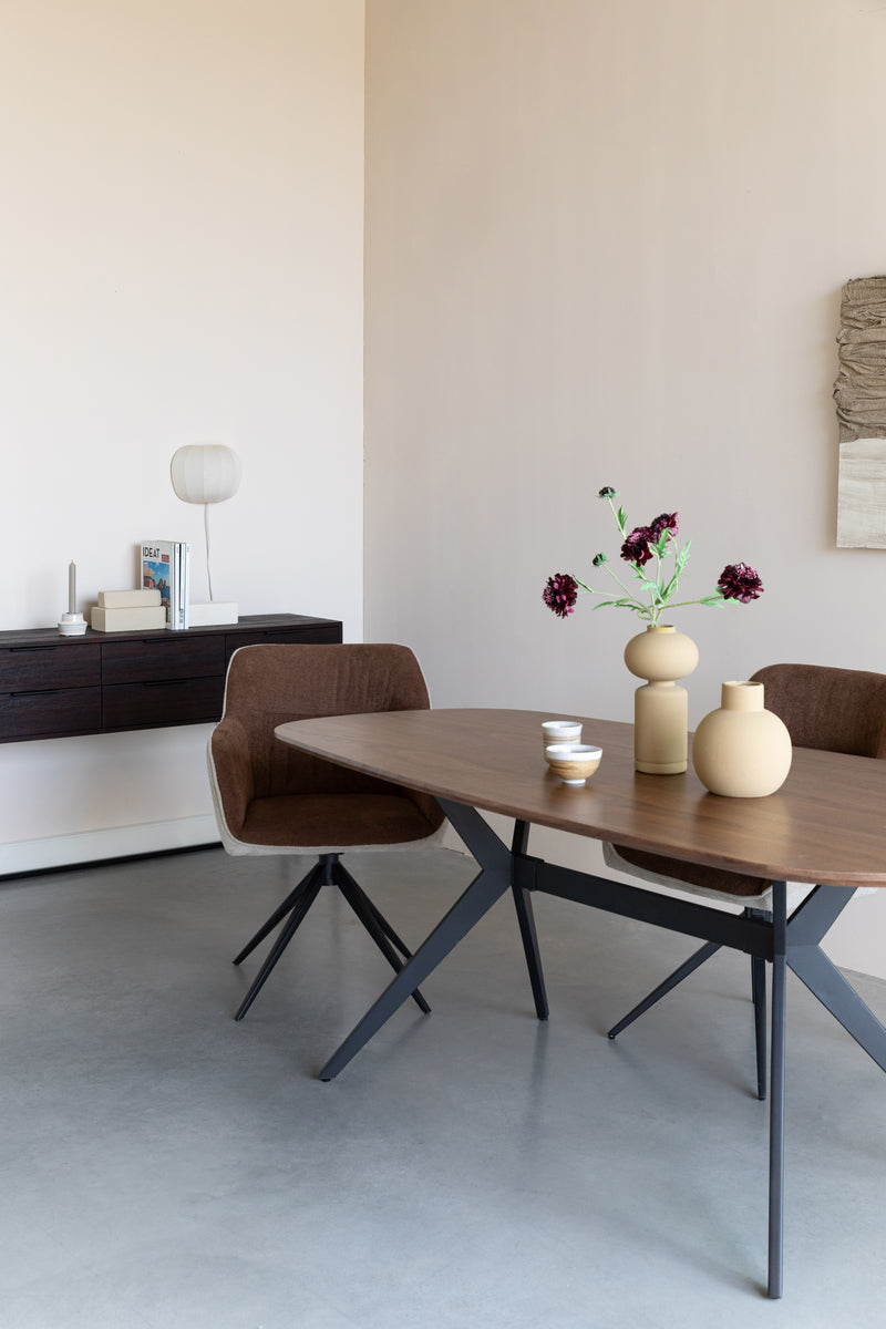 Eettafel Chase Organic Rectangular MDF Zwart 180x90 cm-Eettafels-Creating Home