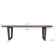 Eettafel Cortez Mangohout Bruin 100x270 cm-Eettafels-Livingfurn