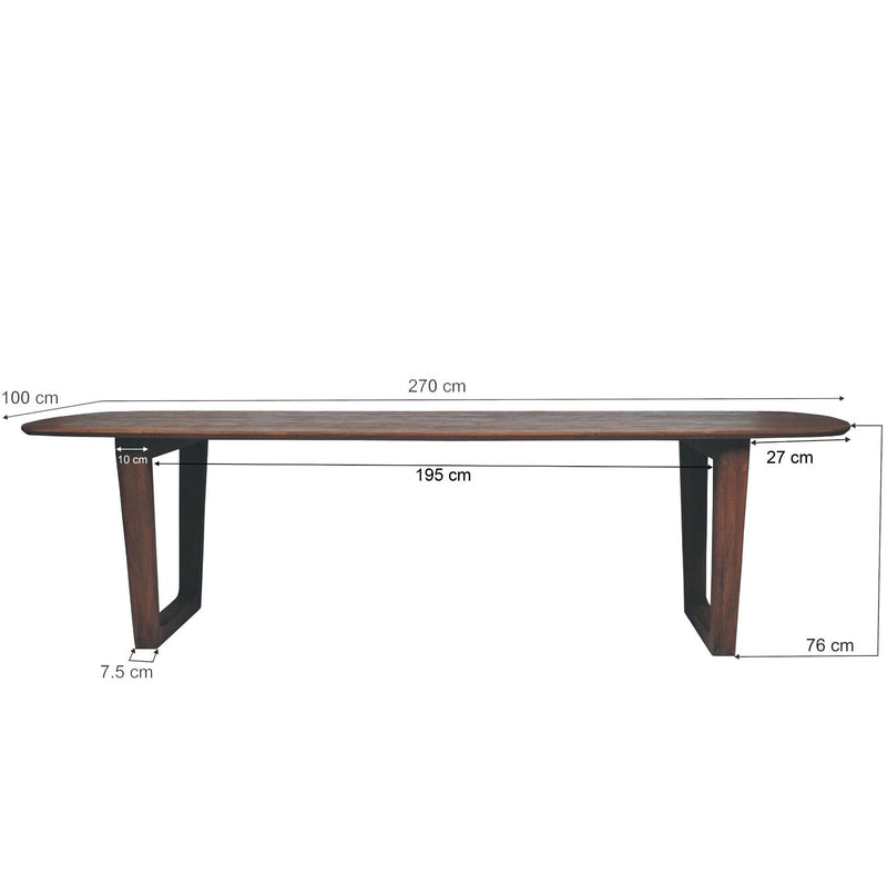 Eettafel Cortez Mangohout Bruin 100x270 cm-Eettafels-Livingfurn