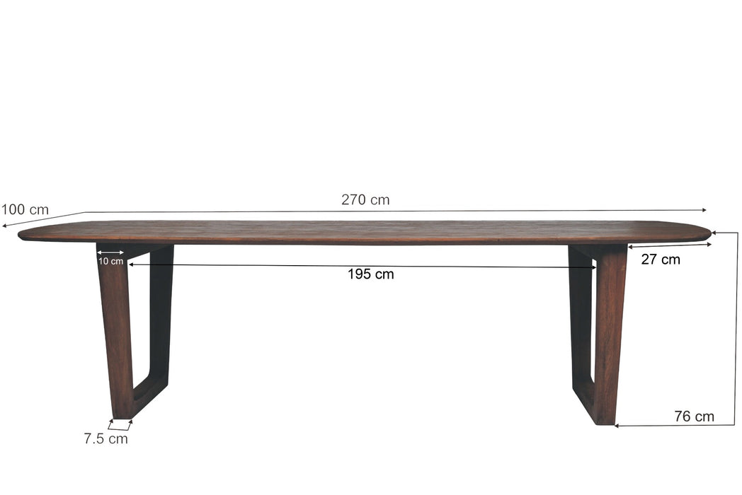 Eettafel Cortez Mangohout Bruin 100x270 cm-Eettafels-Livingfurn
