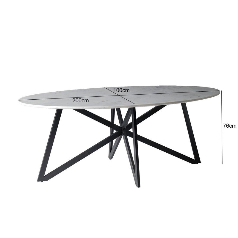 Eettafel DT- Marble Marmer Zwart 200x100 cm-Eettafels-Livingfurn