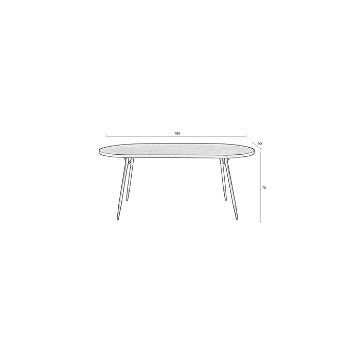 Eettafel Denise Oval 180 Ash veneer Zwart 90x180 cm-Eettafels-Creating Home