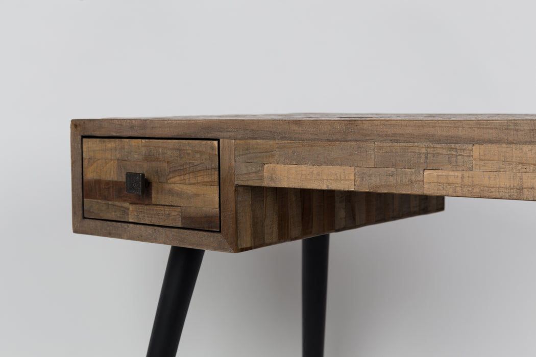 Eettafel Desk Leo Teak Hout Zwart 113x55.5 cm-Eettafels-Creating Home