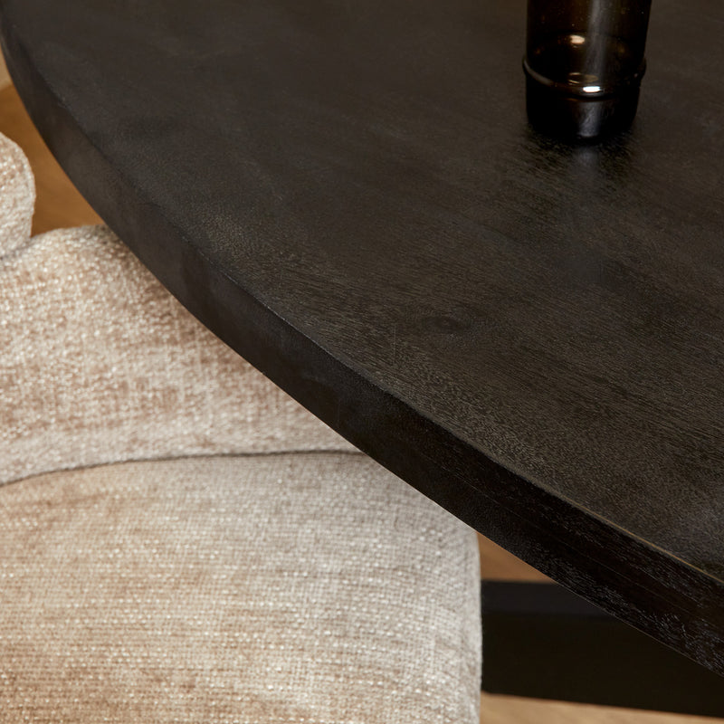 Eettafel Eetkamertafel Denver Zwart Ovaal 160 cm 160x90x76 cm-Eettafels-Starfurn