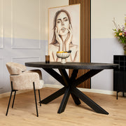 Eettafel Eetkamertafel Denver Zwart Ovaal 180 cm 180x90x76 cm-Eettafels-Starfurn