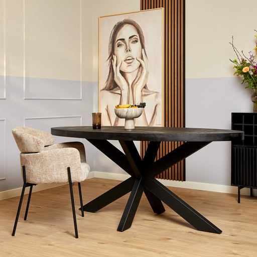 Eettafel Eetkamertafel Denver Zwart Ovaal 180 cm 180x90x76 cm-Eettafels-Starfurn