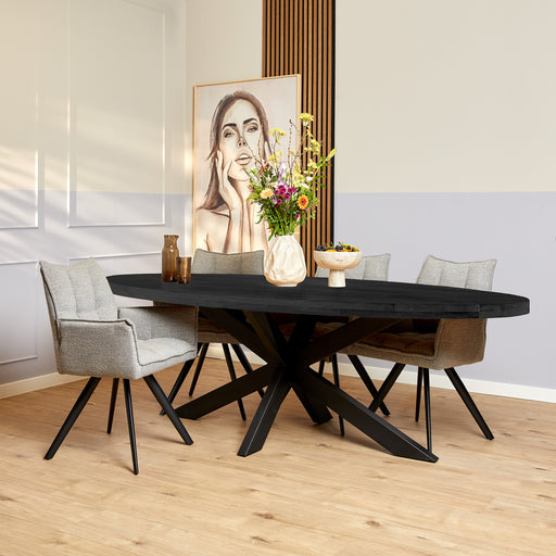 Eettafel Eetkamertafel Denver Zwart Ovaal 210 cm 210x100x76 cm-Eettafels-Starfurn