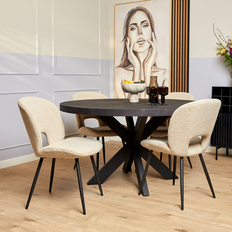 Eettafel Eetkamertafel Denver Zwart Rond 150 cm 150x150x76 cm-Eettafels-Starfurn