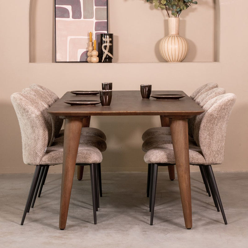 Eettafel Eetkamertafel Fly Espresso Mangohout 160 cm 160x90x76 cm-Eettafels-LABEL51