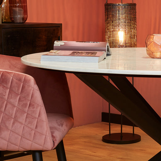 Eettafel Eetkamertafel Lynn Rond Wit marmer 130 CM 130x130x76 cm-Eettafels-Starfurn
