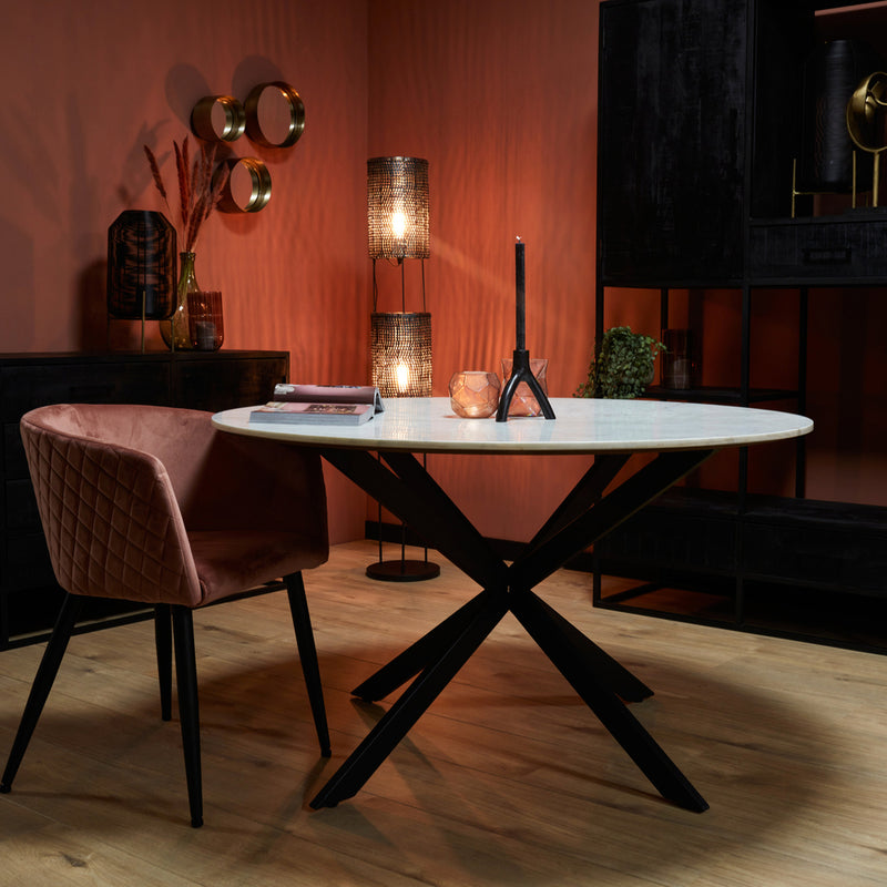 Eettafel Eetkamertafel Lynn Rond Wit marmer 130 CM 130x130x76 cm-Eettafels-Starfurn