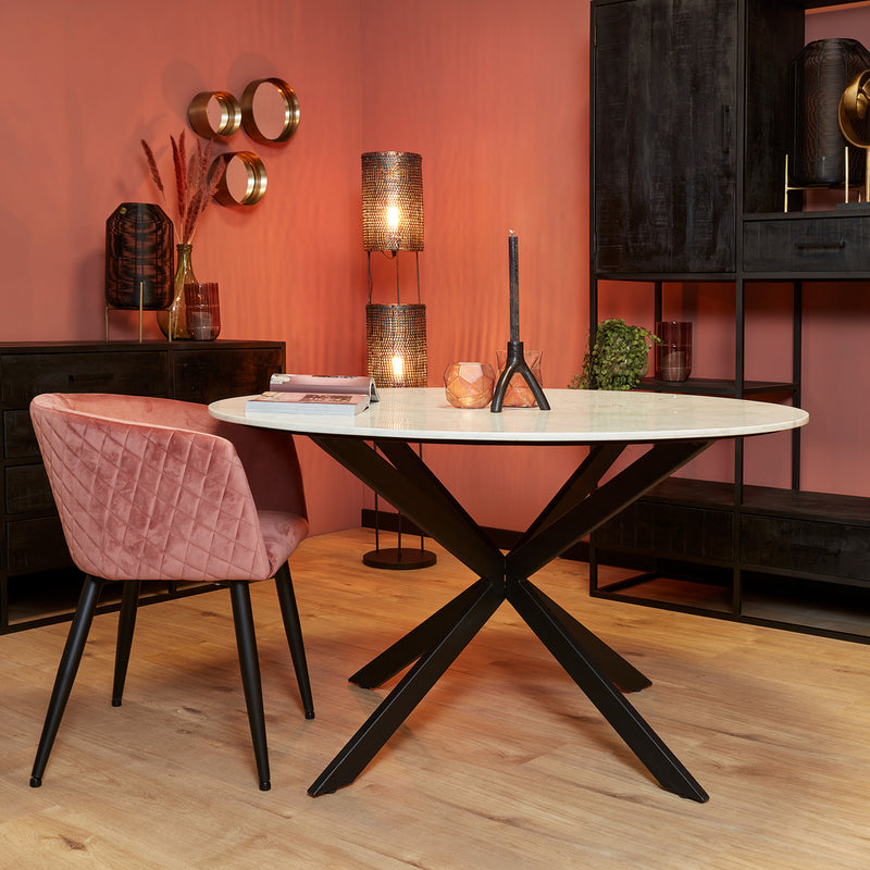 Eettafel Eetkamertafel Lynn Rond Wit marmer 130 CM 130x130x76 cm-Eettafels-Starfurn