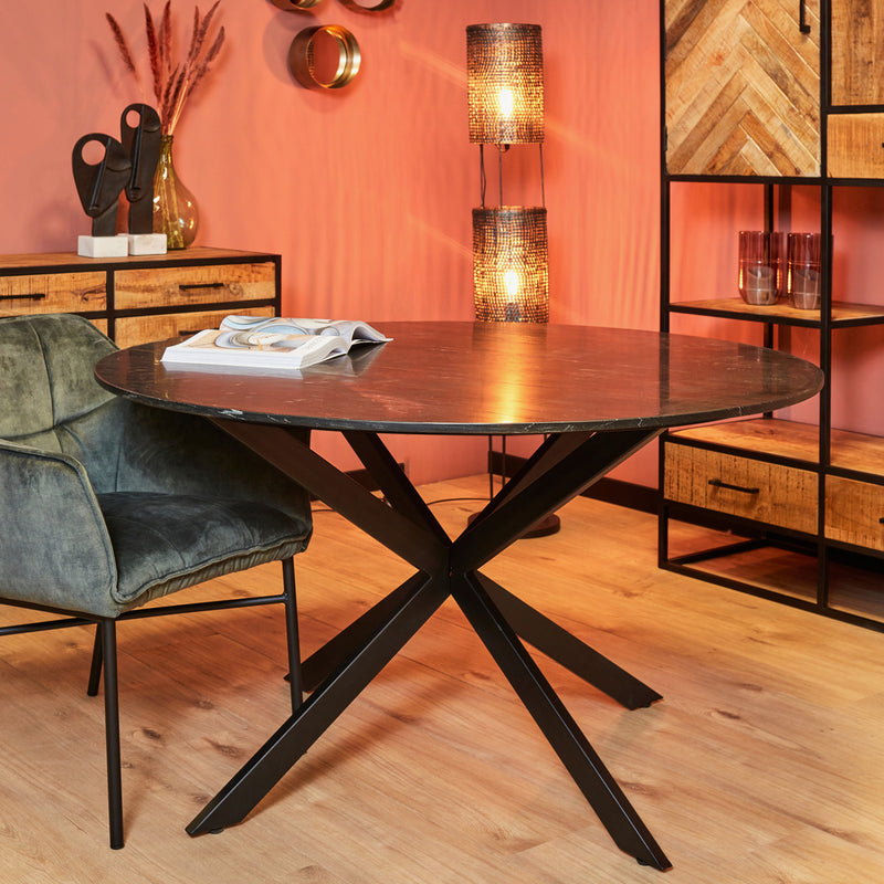 Eettafel Eetkamertafel Lynn Rond Zwart marmer 130 CM-Eettafels-Starfurn