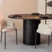 Eettafel Eetkamertafel Oliva Zwart Eiken 130 cm Rond-Eettafels-LABEL51