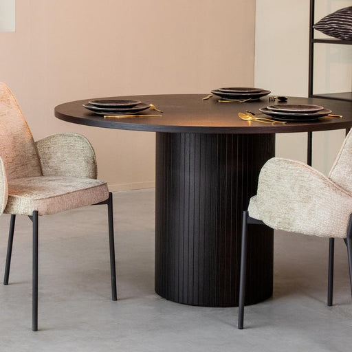 Eettafel Eetkamertafel Oliva Zwart Eiken 130 cm Rond-Eettafels-LABEL51