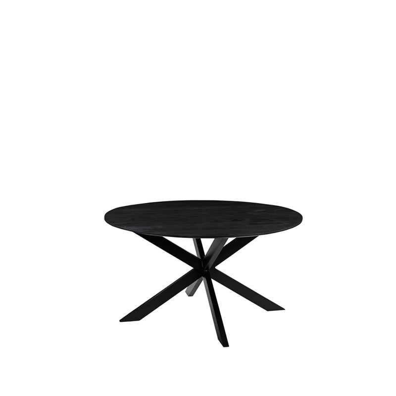 Eettafel Eetkamertafel Otis Zwart Mangohout 130 cm Rond-Eettafels-LABEL51