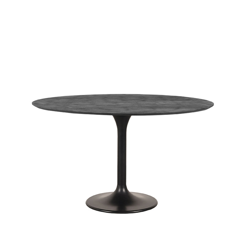 Eettafel Eetkamertafel Otto Zwart Mangohout 130 cm Rond-Eettafels-LABEL51