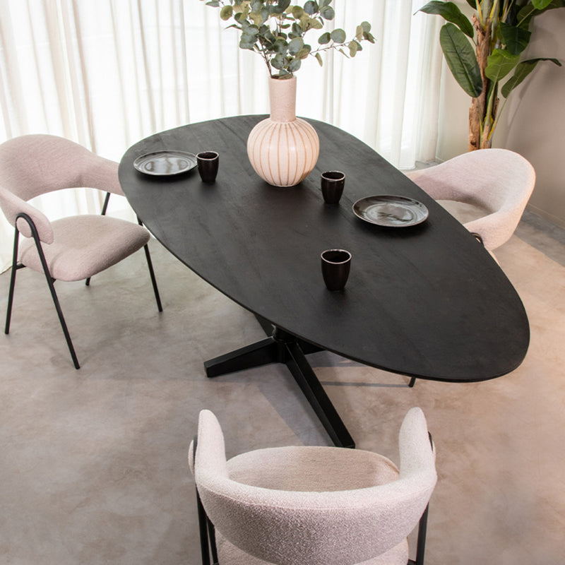 Eettafel Eetkamertafel Rosie Zwart Mangohout 180 cm 100x180x76 cm-Eettafels-LABEL51