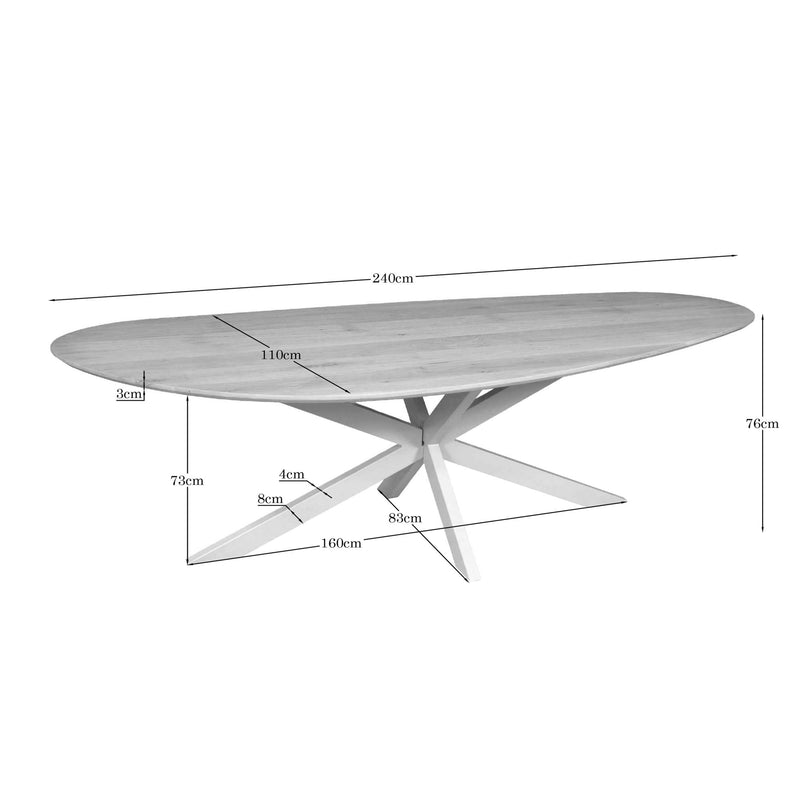 Eettafel Eiken eettafel Cloud 240 cm Naturel Poot Zand-Eettafels-Starfurn