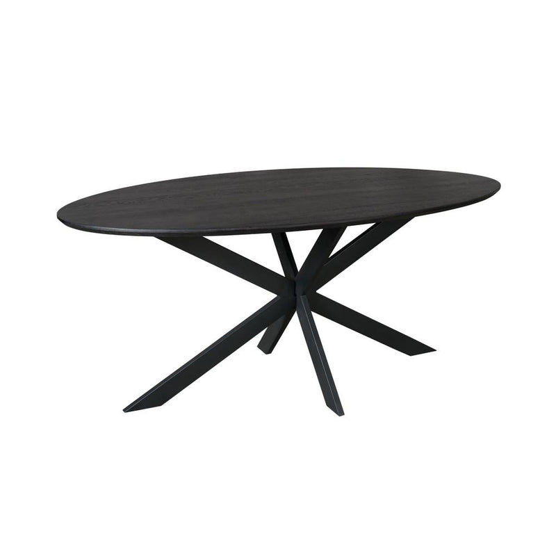 Eettafel Eiken eettafel Ferris Ovaal 180 cm Zwart 180x100x76 cm-Eettafels-Starfurn