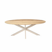 Eettafel Eiken eettafel Ferris Ovaal 210 cm Naturel Poot Zand-Eettafels-Starfurn