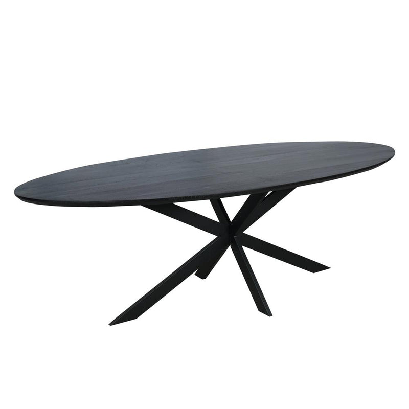 Eettafel Eiken eettafel Ferris Ovaal 210 cm Zwart 210x100x76 cm-Eettafels-Starfurn