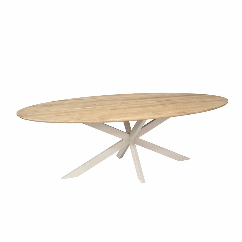 Eettafel Eiken eettafel Ferris Ovaal 280 cm Naturel Poot Zand-Eettafels-Starfurn