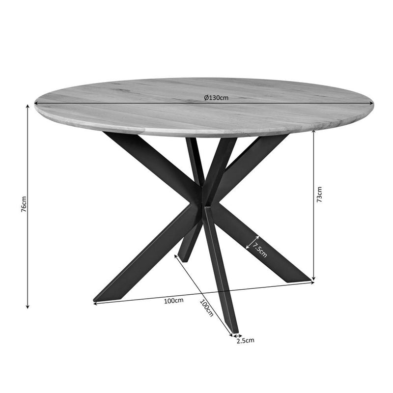 Eettafel Eiken eettafel Ferris Rond 130 cm Naturel 130x130x76 cm-Eettafels-Starfurn