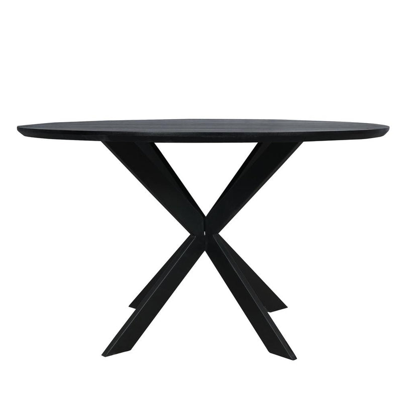Eettafel Eiken eettafel Ferris Rond 130 cm Zwart 130x130x76 cm-Eettafels-Starfurn
