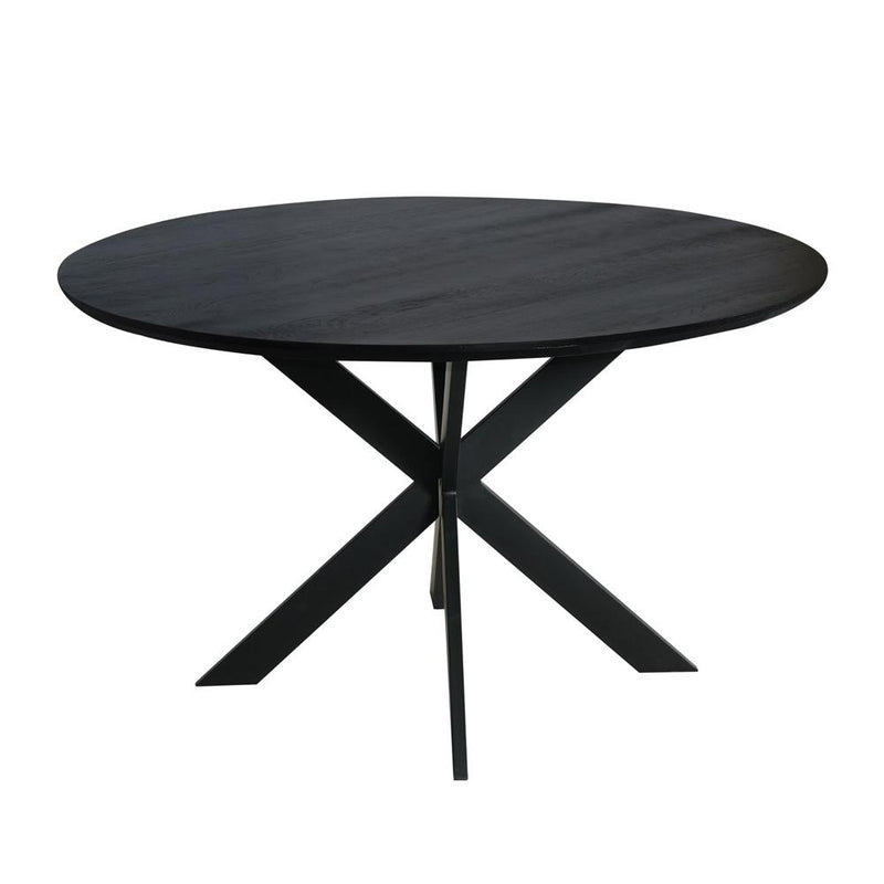 Eettafel Eiken eettafel Ferris Rond 130 cm Zwart 130x130x76 cm-Eettafels-Starfurn