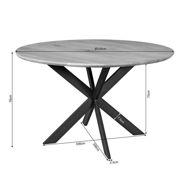 Eettafel Eiken eettafel Ferris Rond 150 cm Naturel 150x150x76 cm-Eettafels-Starfurn