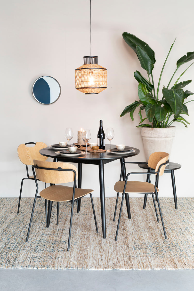 Eettafel Fabio 100 Eikenfineer Zwart Ø100x75 cm-Eettafels-Creating Home