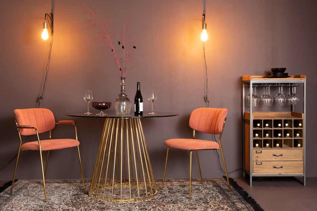 Eettafel Floris Glass Goud 104x104 cm-Eettafels-Creating Home