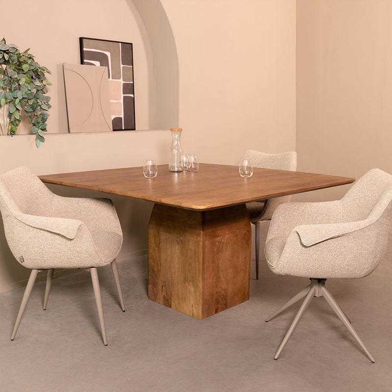 Eettafel Ingo Mangohout Nature Smooth 130x130-Eettafels-LABEL51