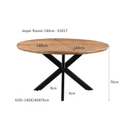 Eettafel Jesper Mangohout Naturel hout 140 cm 140x140x76 cm-Eettafels-Livingfurn