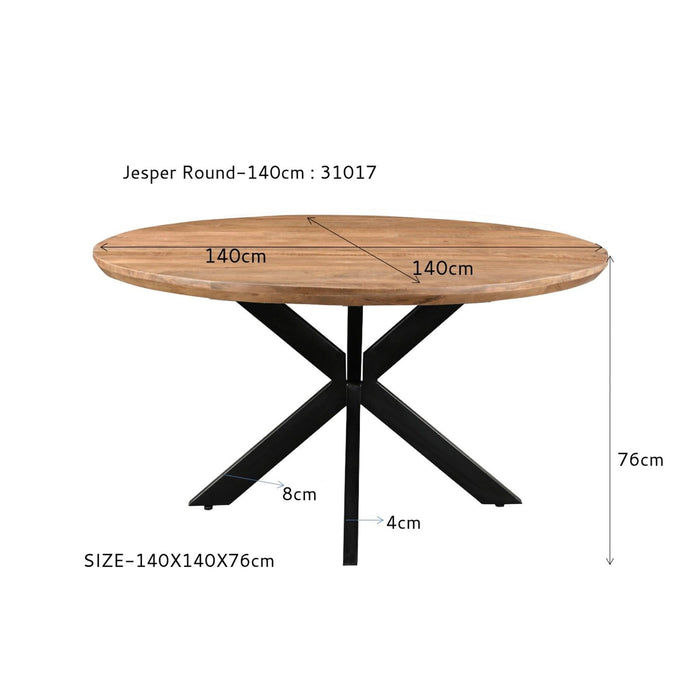 Eettafel Jesper Mangohout Naturel hout 140 cm 140x140x76 cm-Eettafels-Livingfurn