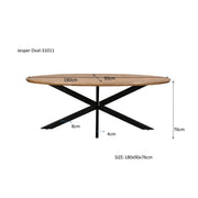 Eettafel Jesper Mangohout Naturel hout 180x90 cm 31011-Eettafels-Livingfurn