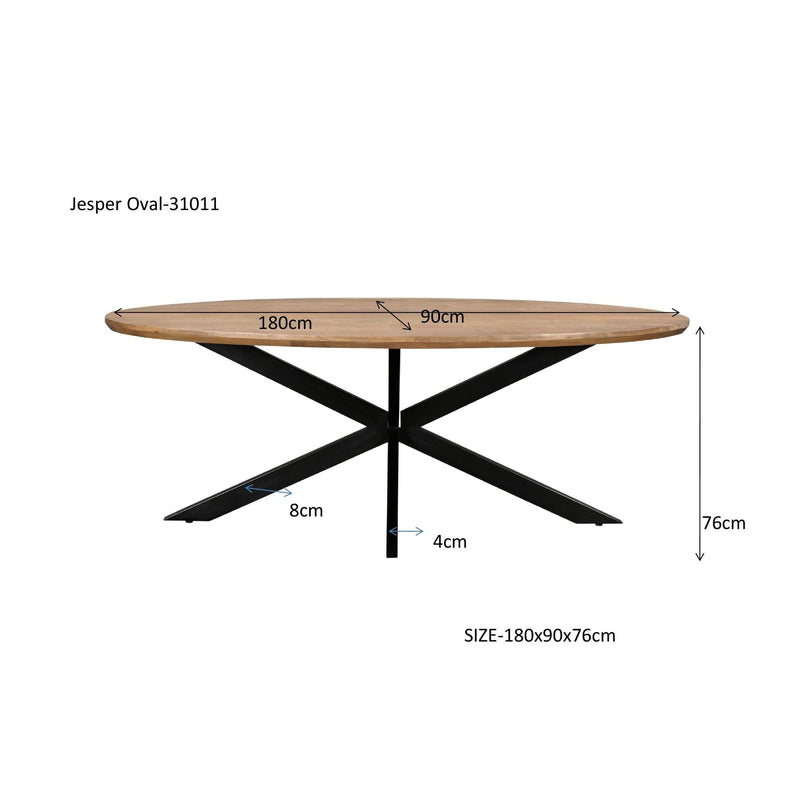 Eettafel Jesper Mangohout Naturel hout 180x90 cm 31011-Eettafels-Livingfurn