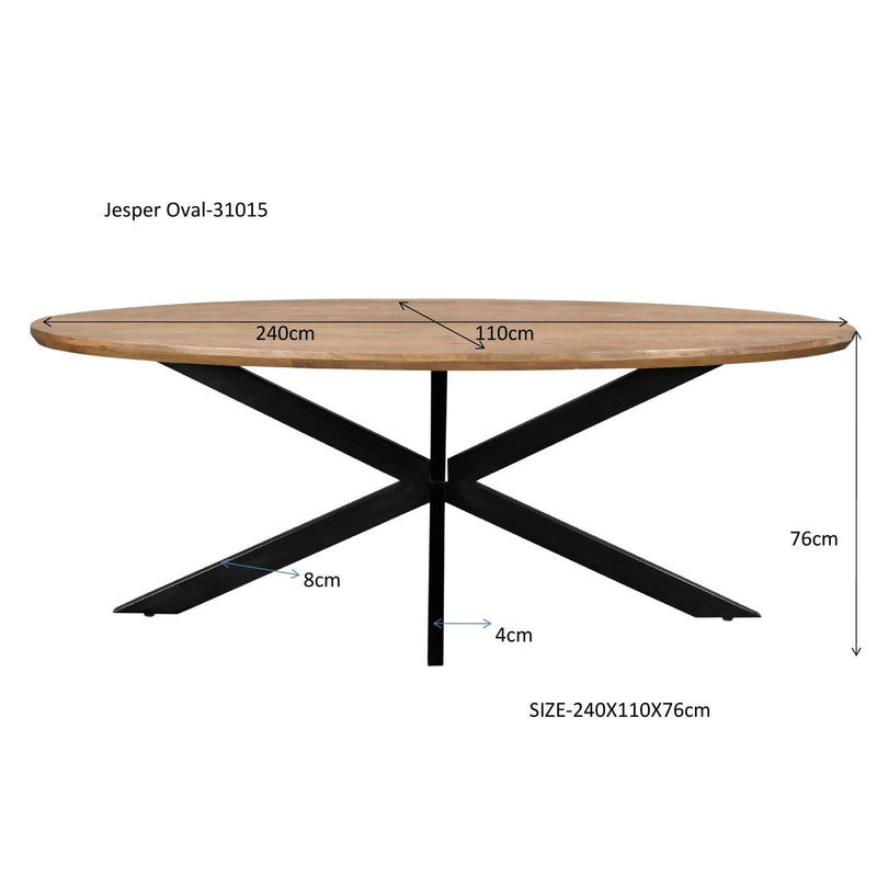Eettafel Jesper Mangohout Naturel hout 240x110 cm 31015-Eettafels-Livingfurn