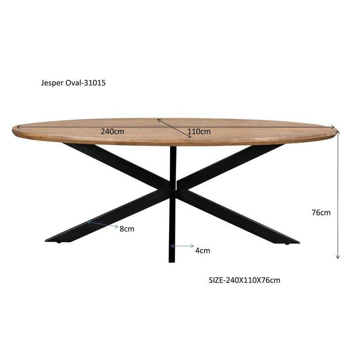 Eettafel Jesper Mangohout Naturel hout 240x110 cm 31015-Eettafels-Livingfurn