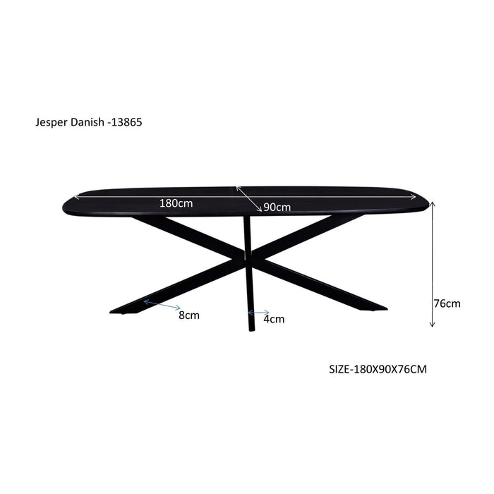 Eettafel Jesper Mangohout Zwart 180x90 cm-Eettafels-Livingfurn