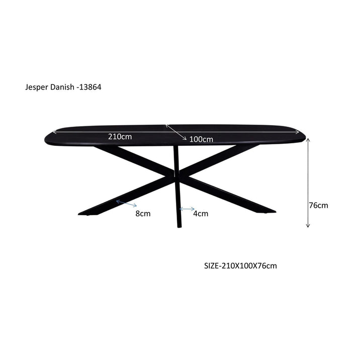 Eettafel Jesper Mangohout Zwart 210x105 cm-Eettafels-Livingfurn