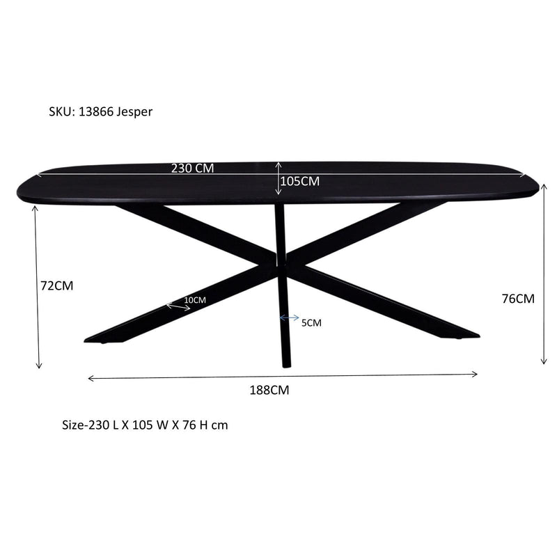 Eettafel Jesper Mangohout Zwart 230x105 cm-Eettafels-Livingfurn