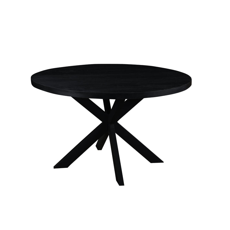 Eettafel Kala Mangohout Zwart 120 cm 120x120x76 cm-Eettafels-Livingfurn