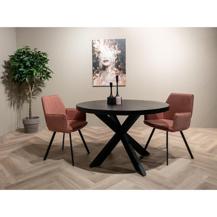 Eettafel Kala Mangohout Zwart 120 cm-Eettafels-Livingfurn
