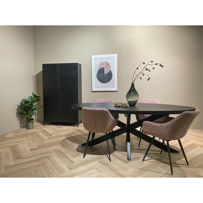 Eettafel Kala Mangohout Zwart 160x90 cm-Eettafels-Livingfurn