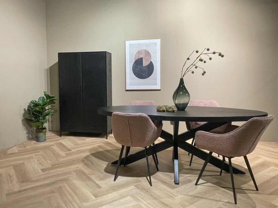 Eettafel Kala Mangohout Zwart 160x90 cm-Eettafels-Livingfurn